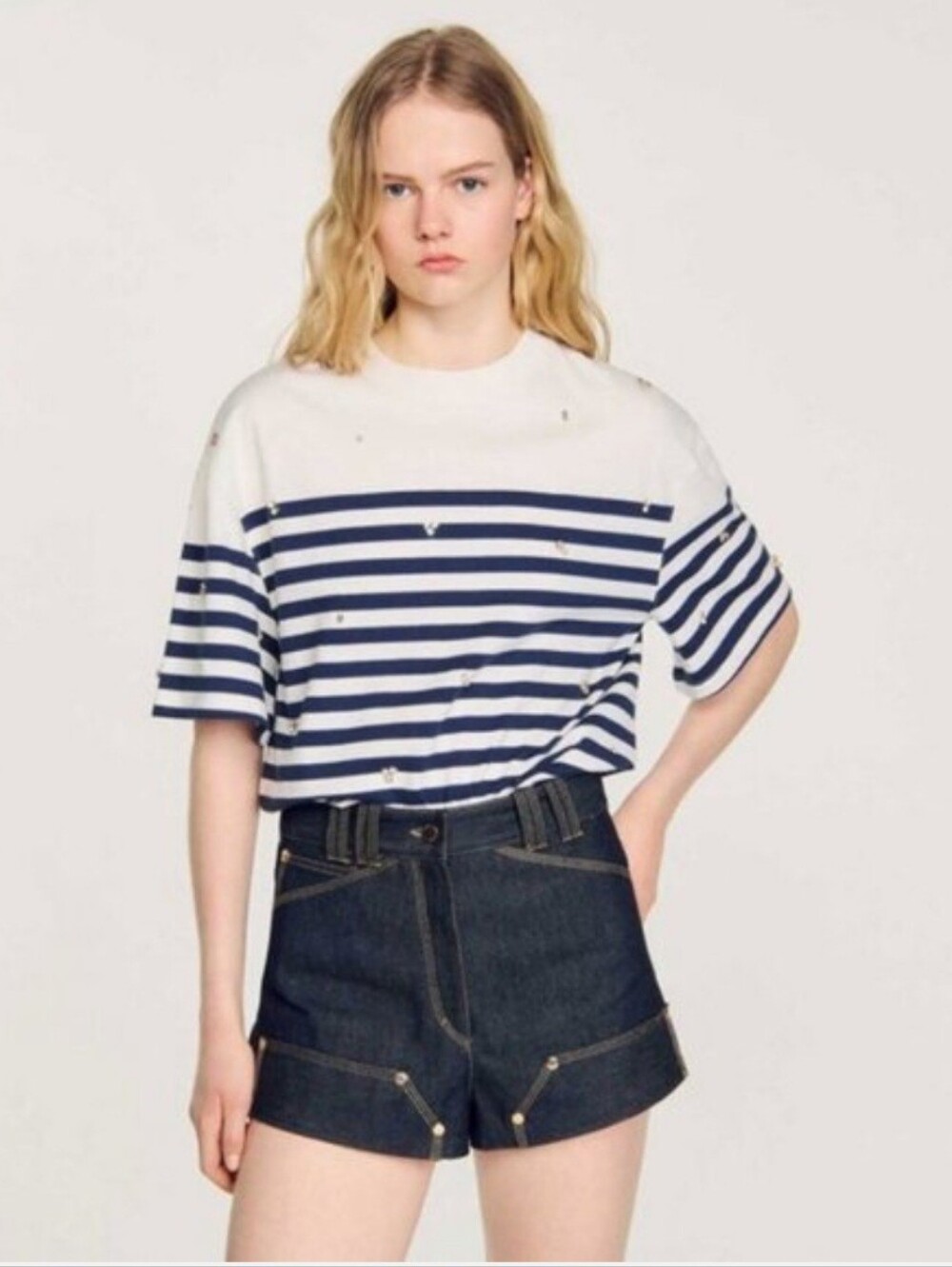SANDRO SAILOR RINSTHONES T SHIRT